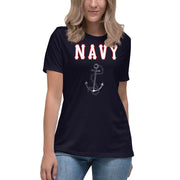 Women's Navy Relaxed Black T-Shirt