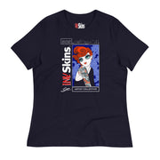 Women's Red Head Relaxed Black T-Shirt