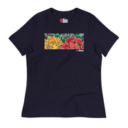 Women's Peonies Relaxed Black T-Shirt