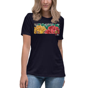 Women's Peonies Relaxed Black T-Shirt
