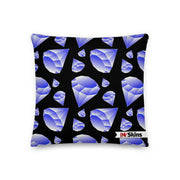 Premium Blue Diamond Black Throw Pillow