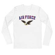 Men's Premium InkSkins Air Force White Long Sleeve Fitted Crew