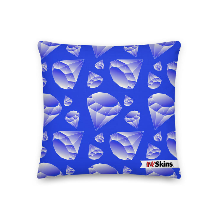 Premium Full Blue Diamond Black Throw Pillow