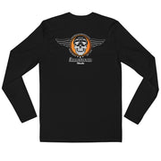 Men's Premium InkSkins Skull Wing Black Long Sleeve Fitted Crew