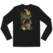 Men's Premium InkSkins Eagle Skull Black Long Sleeve Fitted Crew