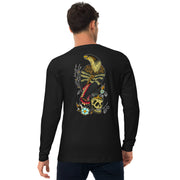 Men's Premium InkSkins Eagle Skull Black Long Sleeve Fitted Crew