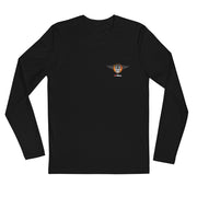 Men's Premium InkSkins Skull Wing Black Long Sleeve Fitted Crew