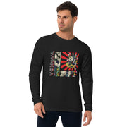 Men's Premium Samurai Black Long Sleeve Fitted Crew