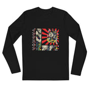 Men's Premium Samurai Black Long Sleeve Fitted Crew