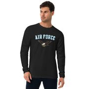 Men's Premium InkSkins Air Force Black Long Sleeve Fitted Crew