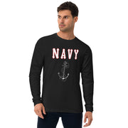 Men's Premium InkSkins Navy Black Long Sleeve Fitted Crew