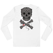 Men's Premium InkSkins Dia De Los Muertos White Long Sleeve Fitted Crew