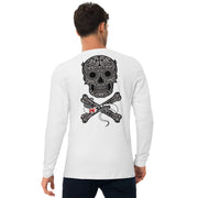 Men's Premium InkSkins Dia De Los Muertos White Long Sleeve Fitted Crew