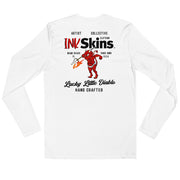 Men's Premium InkSkins Lucky Little Devil White Long Sleeve Fitted Crew