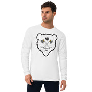 Men's Premium Savage Squad Bear Ax White Long Sleeve Fitted Crew