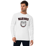 Men's Premium InkSkins Marine Corp White Long Sleeve Fitted Crew