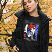 Premium Women's Red Head Black Long Sleeve Crew