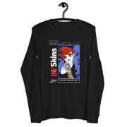 Premium Women's Red Head Black Long Sleeve Crew