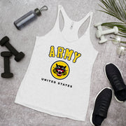 Women's Premium ARMY on Heather White Racerback Tank