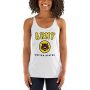 Women's Premium ARMY on Heather White Racerback Tank